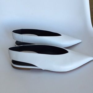 Celine Pheobe Philo white V slingback flat shoes